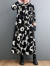 Loose Black And White Printed Maxi Dress